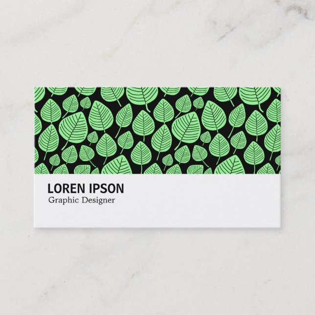 Hi-Phi - 0381 - Leaves - Mint Green on Black Business Card (Front)
