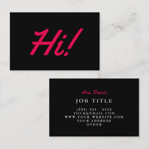 Hi Professional Pink Red Black Modern Business Card