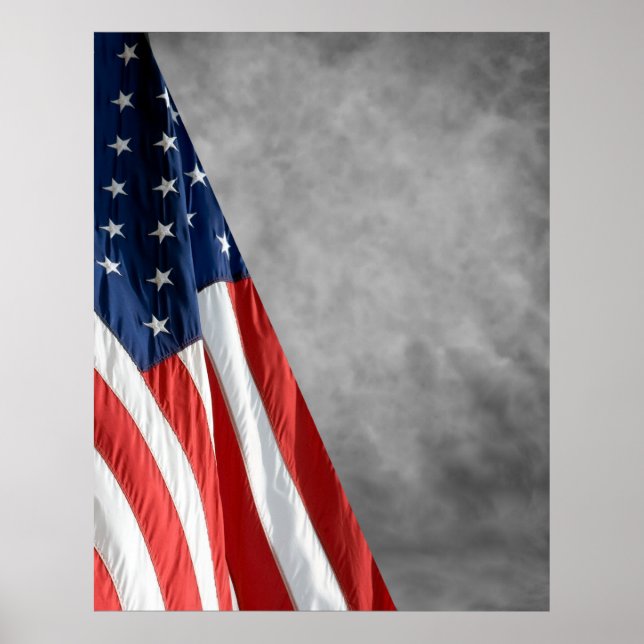 Hi Res COMPACT PHOTO BACKDROP - US Flag Gray Poster (Front)