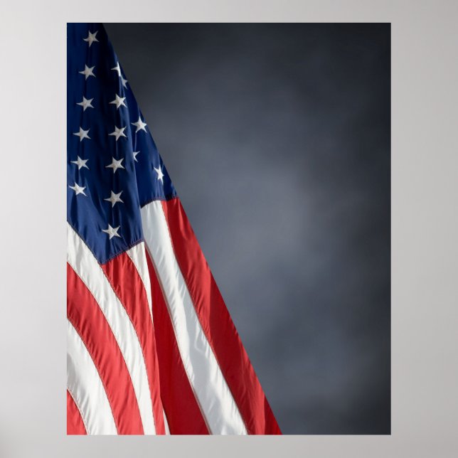 Hi Res COMPACT PHOTO BACKDROP - US Flag Grey Blue Poster (Front)