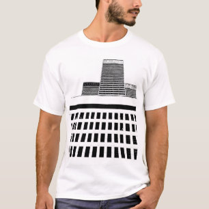 Hi-Rise Office Windows Pattern in Black and White T-Shirt
