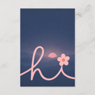 "hi" Script Mountain Sunset Design Enclosure Card