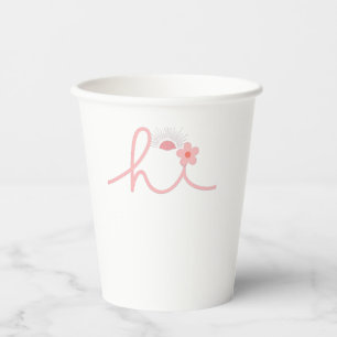 "hi" Script Mountain Sunset Design Paper Cups