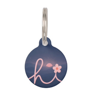 "hi" Script Mountain Sunset Design Pet Tag
