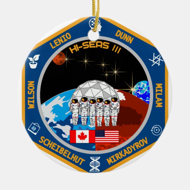 HI-SEAS Mission III Gear Ceramic Tree Decoration (Front)