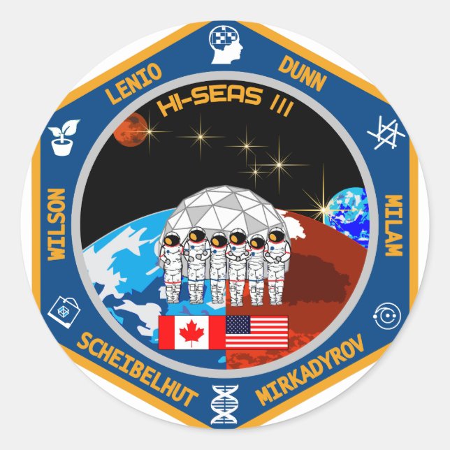HI-SEAS Mission III Gear Classic Round Sticker (Front)