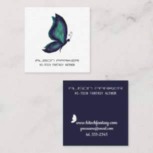 Hi tech butterfly wings fantasy author writer square business card