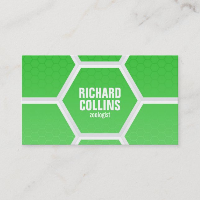 Hi-Tech Honeycomb Pattern - Green Business Card (Front)