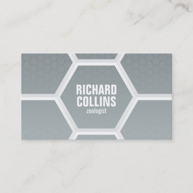 Hi-Tech Honeycomb Pattern - Grey Business Card (Front)