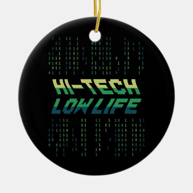Hi Tech Low Life Binary Coding Engineer Database Ceramic Tree Decoration (Front)