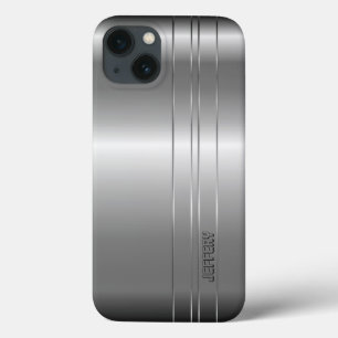 Hi Tech Metallic Silver Stripes 2 Design Case-Mate iPhone 13 Case