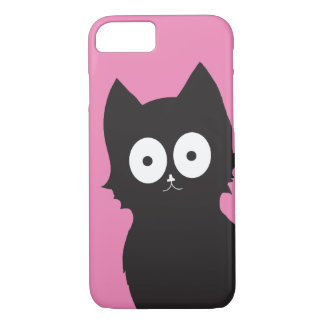 Hi There! | Black Kitty on Pink Backdrop iPhone 8/7 Case