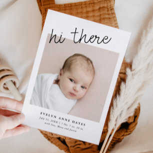 hi there Casual Script Baby Photo Collage Birth Announcement