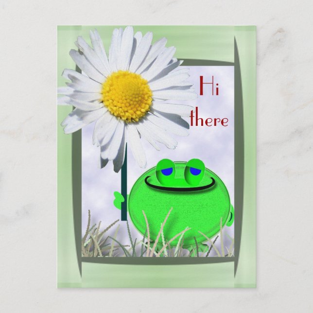 Hi there froggie and daisy postcard (Front)