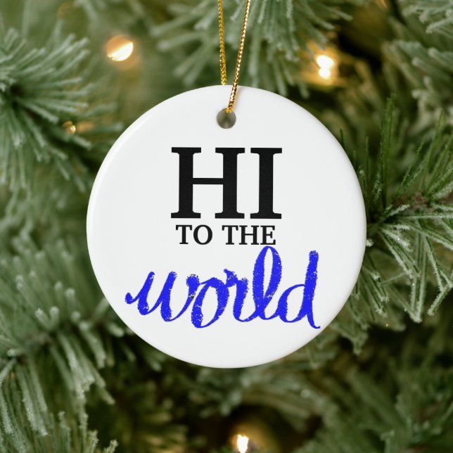 Hi To The World Blue Birth Stats Ceramic Tree Decoration (Tree)
