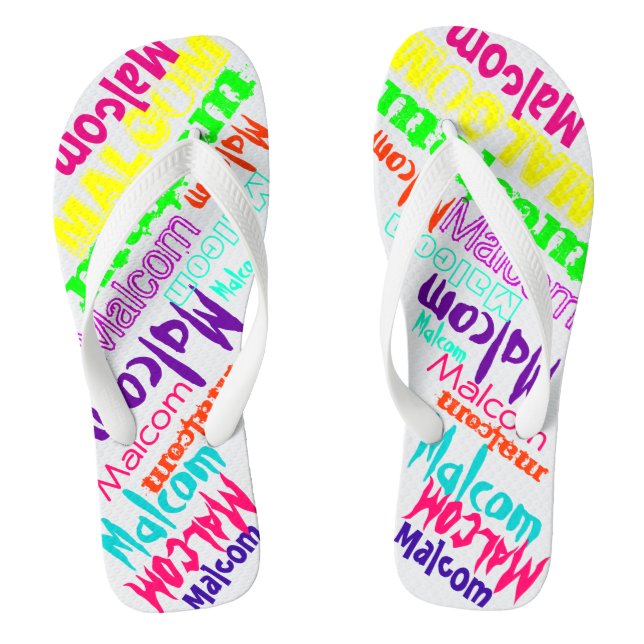 Hi Top Sneakers Personalised Name in colours Flip Flops (Footbed)