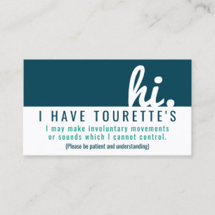 hi tourette syndrome patience pvc badge business card