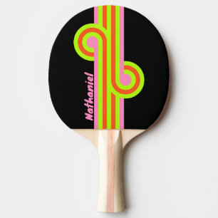 HI-VIS and Pink Stripe Loop with Name Ping Pong Paddle