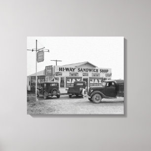 Hi-Way Sandwich Shop, 1939 Canvas Print