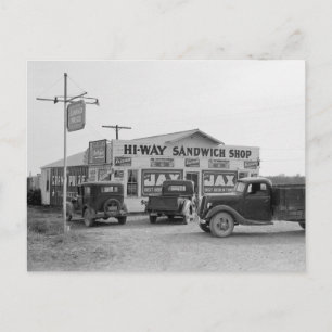 Hi-Way Sandwich Shop, 1939 Postcard
