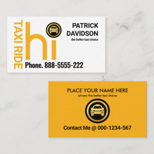 HI Yellow Taxi Cab Driver Business Card