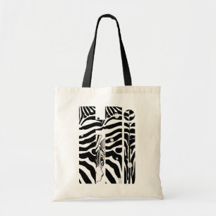 "Hi" Zebra Black/White Stripes Abstract Trendy Tote Bag