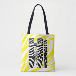 "Hi" Zebra Black/White Stripes YELLOW SUMMER 2025 Tote Bag
