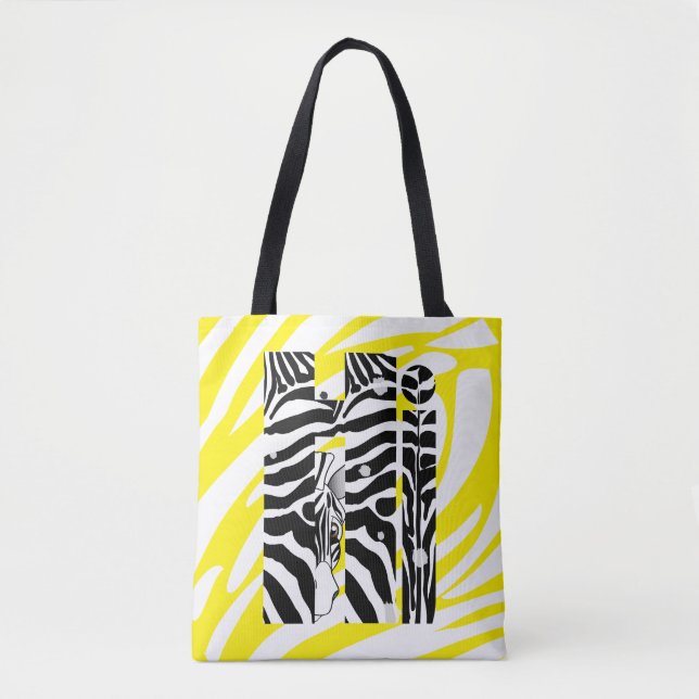 "Hi" Zebra Black/White Stripes YELLOW SUMMER 2025 Tote Bag (Front)