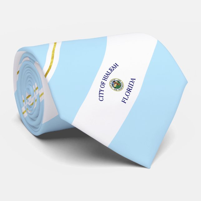 Hialeah (Florida) city flag Neck Tie (Rolled)