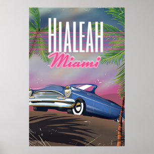 Hialeah Florida USA 80s travel poster