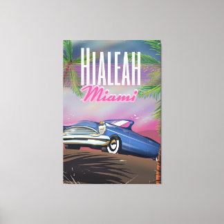 Hialeah Florida USA 80s travel poster Canvas Print