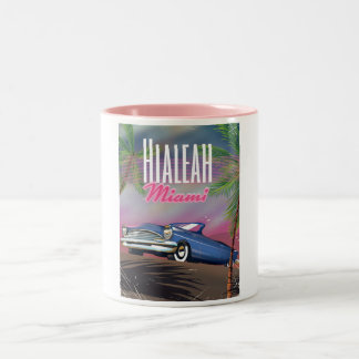 Hialeah Florida USA 80s travel poster Two-Tone Coffee Mug