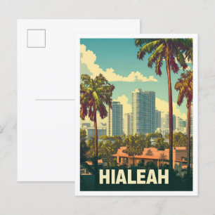 Hialeah Florida Vintage Travel Illustration Postcard