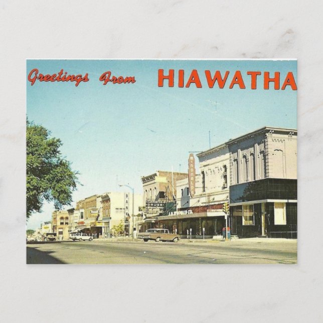 Hiawatha Kansas Postcard (Front)