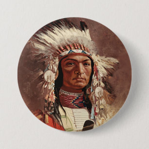 Hiawatha Native American Indian Chief Portrait 7.5 Cm Round Badge