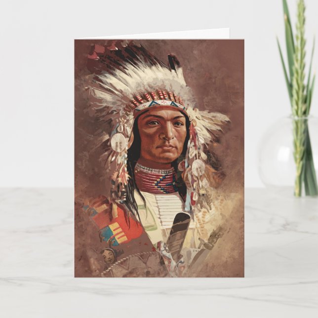 Hiawatha Native American Indian Chief Portrait Card (Front)