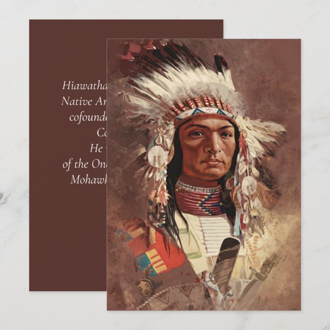 Hiawatha Native American Indian Chief Portrait Invitation (Front/Back)