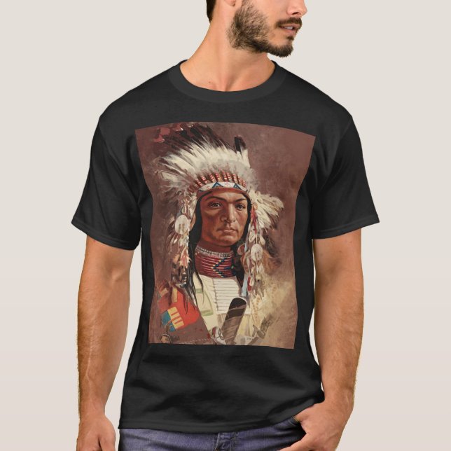 Hiawatha Native American Indian Chief Portrait T-Shirt (Front)