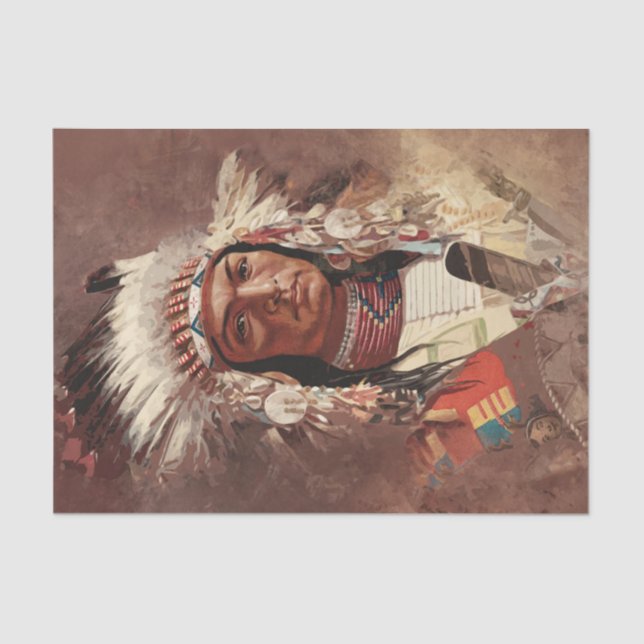 Hiawatha Native American Indian Chief Portrait Tissue Paper (Front)