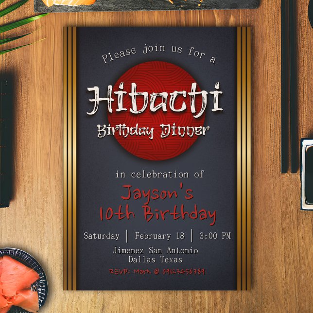 Hibachi Birthday Dinner  Invitation (Hibachi Birthday Dinner Invitation)