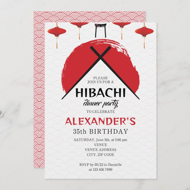 Hibachi Birthday Party Private Chef Japanese Theme Invitation (Front/Back)