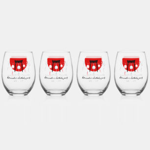 Hibachi Birthday Party Wind Chimes Furin Japanese Stemless Wine Glass