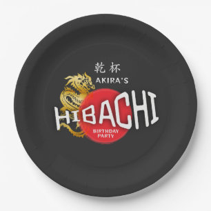 Hibachi Chef Japanese BBQ Sushi Dragon Birthday Paper Plate