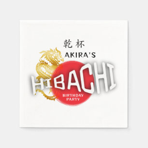 Hibachi Chef Japanese Sushi BBQ Dragon Birthday Napkin