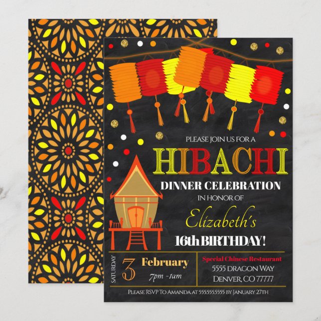 Hibachi Dinner Party Invitation (Front/Back)
