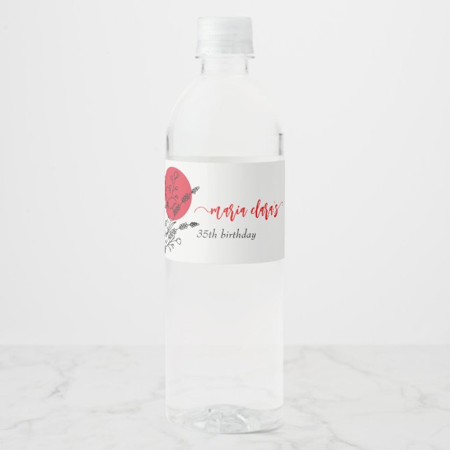 Hibachi Japanese BBQ Grill Chef Birthday Dinner Water Bottle Label (Front)