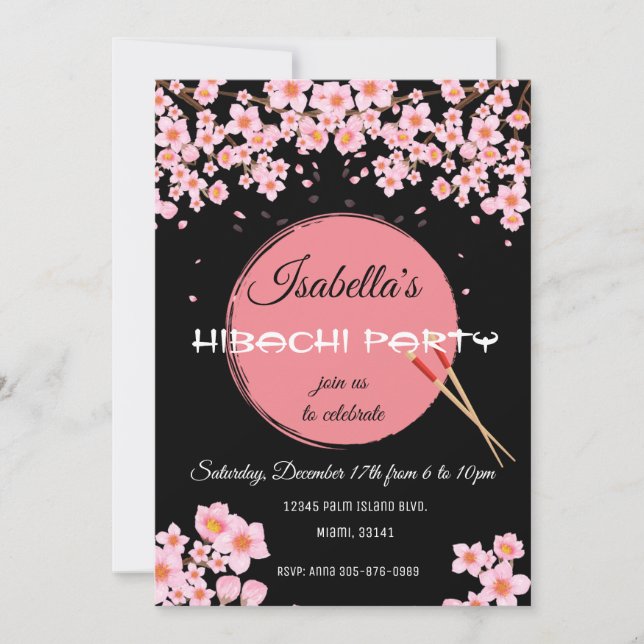 Hibachi Japanese Dinner Birthday Party Invitation (Front)