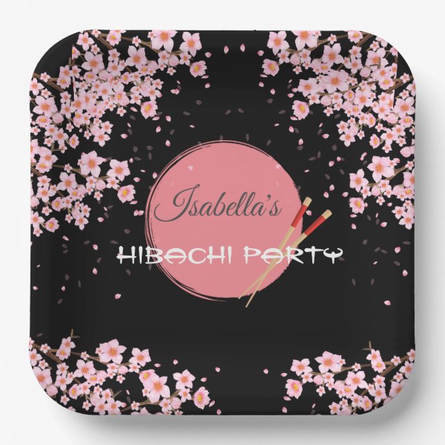 Hibachi Japanese Dinner Birthday Party  Paper Plate (Front)
