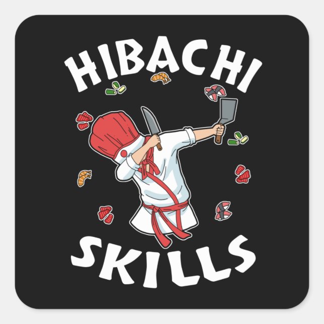 Hibachi Lover Hibacl Chef Gift Men Hibachi Square Sticker (Front)