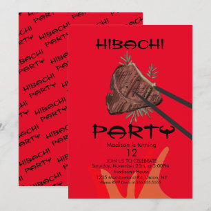 Hibachi Steak Japanese Restaurant Party Invitation